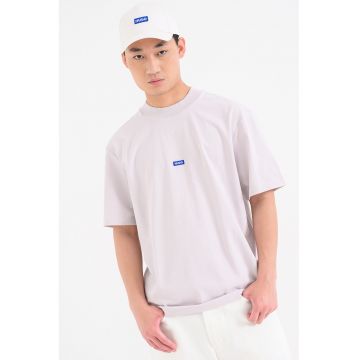 Tricou cu decolteu la baza gatului si logo Nieros - Albastru royal/Lila