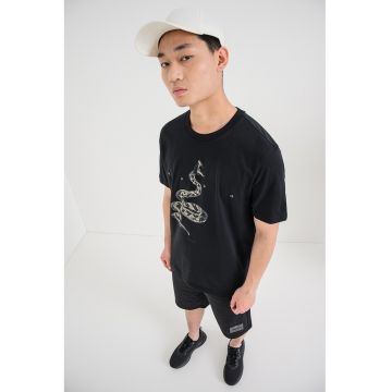 Tricou cu imprimeu grafic Discorb - Negru/Gri/Galben
