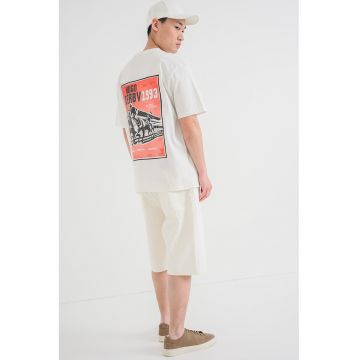 Tricou cu imprimeu grafic pe spate Derlyns - Alb murdar