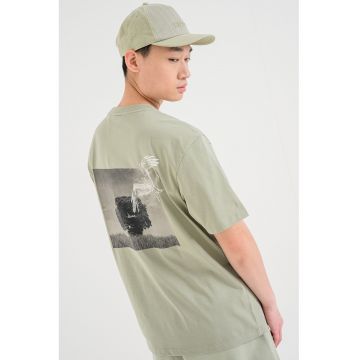 Tricou cu imprimeu grafic pe spate Derlyns - Verde pal