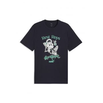 Tricou cu imprimeu grafic Quote Tee - Alb - Albastru ultramarin - Verde persan -
