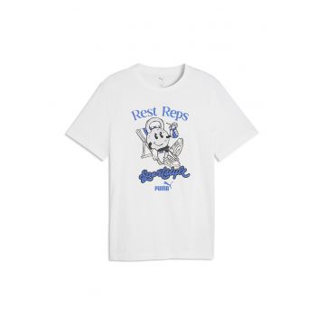 Tricou cu imprimeu grafic Quote Tee - Alb - Negru - Albastru royal -