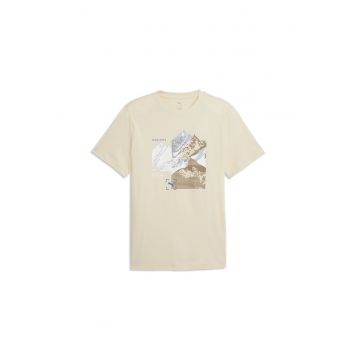 Tricou cu imprimeu logo Mountain - Alb/Maro deschis/Bej deschis