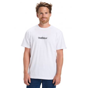 Tricou cu imprimeu logo si decolteu la baza gatului Fineline - Negru/Alb optic