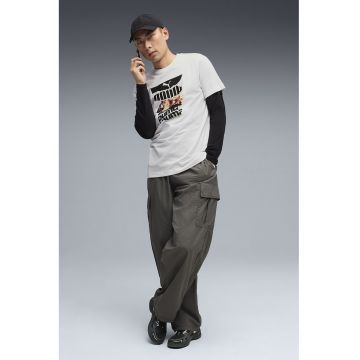 Tricou cu logo si imprimeu foto - Alb/Negru/Negru stins