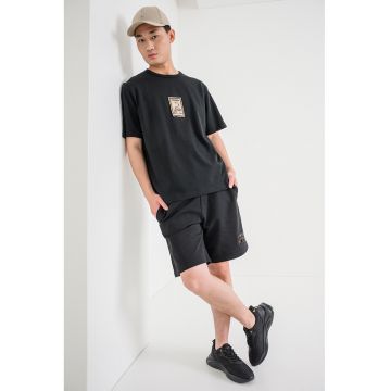 Tricou cu maneci cazute Dobul - Negru/Maro camel