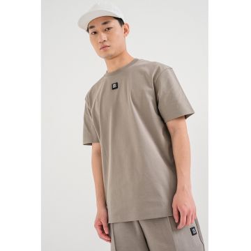 Tricou de bumbac cu decolteu la baza gatului Dalile - Bej