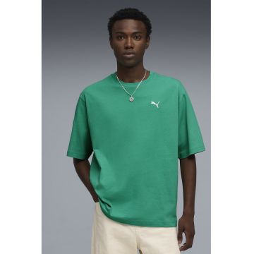 Tricou de bumbac cu decolteu la baza gatului ESS Boxy Tee - Verde irlandez