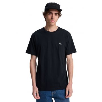 Tricou de bumbac cu decolteu la baza gatului - Negru