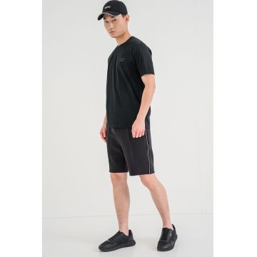 Tricou de bumbac cu decolteu la baza gatului - Negru