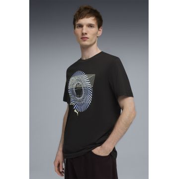 Tricou de bumbac cu imprimeu - Alb/Albastru pastel/Negru