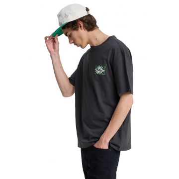 Tricou de bumbac cu imprimeu contrastant pe spate - Alb/Verde/Negru