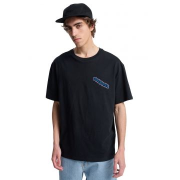 Tricou de bumbac cu imprimeu grafic Evo - Negru/Albastru