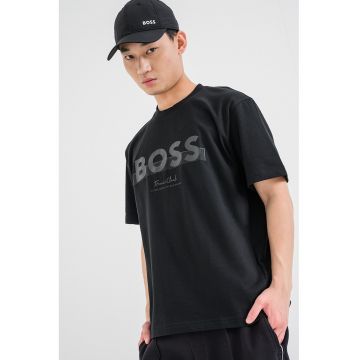 Tricou de bumbac cu imprimeu logo - Negru