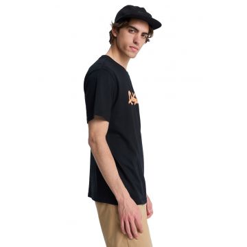 Tricou de bumbac cu imprimeu logo pe piept - Negru/Portocaliu