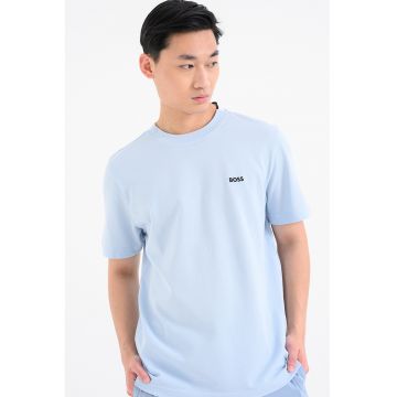 Tricou de bumbac cu logo - Albastru pastel