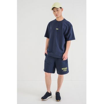 Tricou de bumbac cu logo Nalono - Galben/Albastru ultramarin