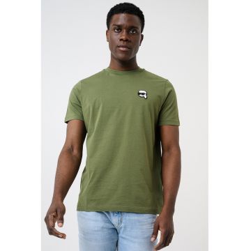 Tricou de bumbac cu monograma discreta - Verde feriga