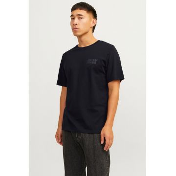 Tricou de bumbac organic cu detaliu cu imprimeu logo cauciucat - Negru/Gri