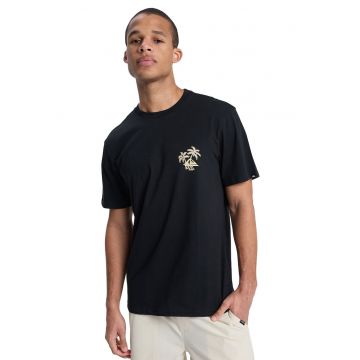 Tricou de bumbac organic cu imprimeu logo si grafic - Alb/Negru/Kaki
