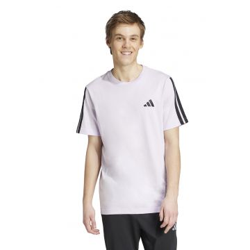 Tricou din bumbac cu decolteu la baza gatului - Negru/Lila pal