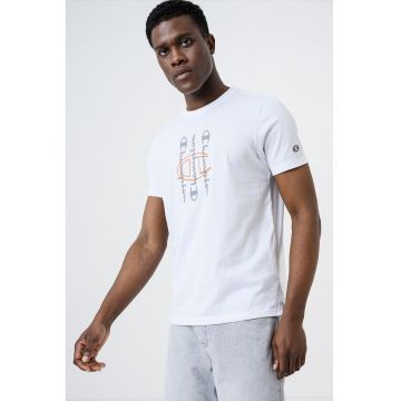 Tricou din bumbac cu imprimeu logo - Alb