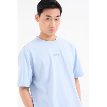 Tricou din bumbac cu logo - Albastru pal