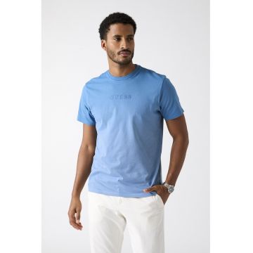 Tricou din bumbac cu logo brodat discret - Turcoaz