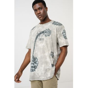 Tricou din bumbac cu model tie-dye - Verde pal
