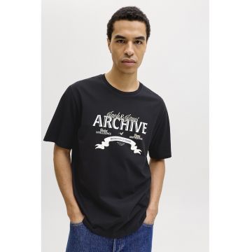 Tricou din bumbac organic cu decolteu la baza gatului - Gri antracit