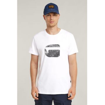 Tricou din bumbac organic cu imprimeu grafic - Negru stins/Alb optic