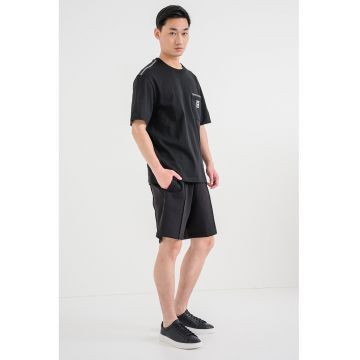 Tricou lejer cu buzunar pe piept Darro - Negru/Alb optic