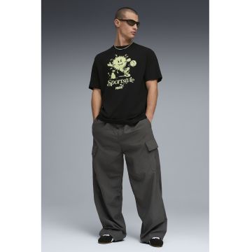 Tricou lejer cu imprimeu grafic - Negru/Galben pal