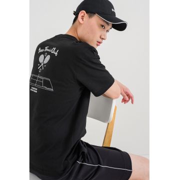 Tricou lejer cu imprimeu pe spate - Negru