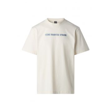 Tricou lejer din bumbac cu logo Twist - Albastru azur/Alb murdar