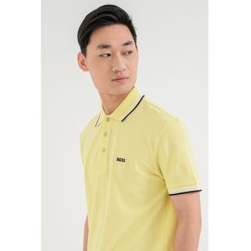 Tricou polo cu logo - Alb/Negru/Galben pai