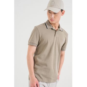 Tricou polo cu logo brodat - Verde masliniu