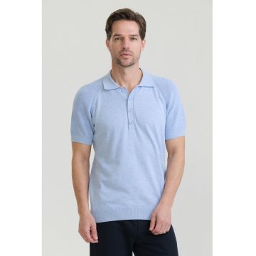 Tricou polo cu maneci raglan - Albastru pastel