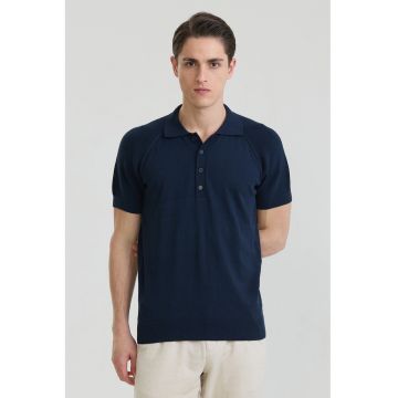 Tricou polo cu maneci raglan - Bleumarin