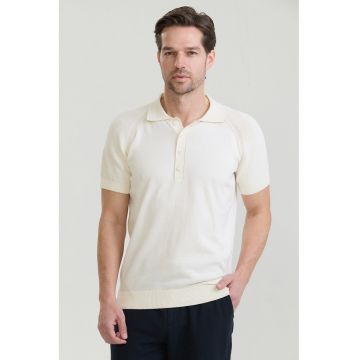 Tricou polo cu maneci raglan - Crem