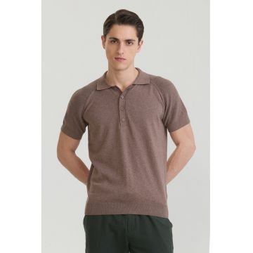 Tricou polo cu maneci raglan - Maro deschis
