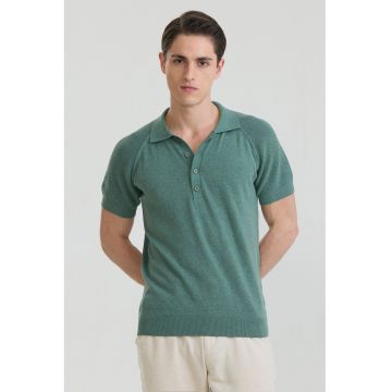 Tricou polo cu maneci raglan - Verde persan