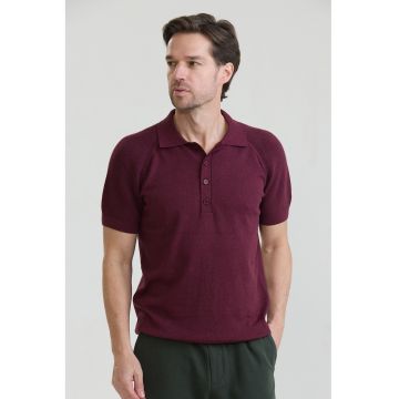 Tricou polo cu maneci raglan - Visiniu