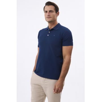 Tricou polo cu model uni - Albastru inchis