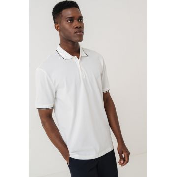 Tricou polo de bumbac - Alb/Negru