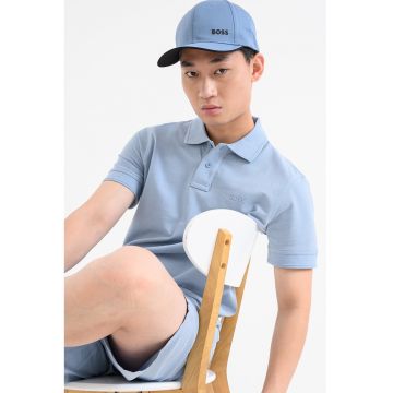 Tricou polo de bumbac pique Prime - Albastru lavanda