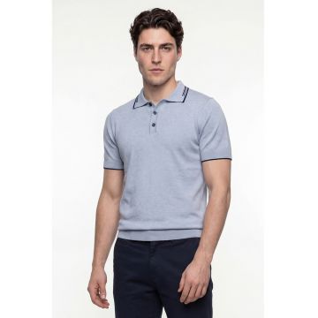Tricou polo din bumbac - Albastru deschis
