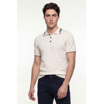 Tricou polo din bumbac - Crem
