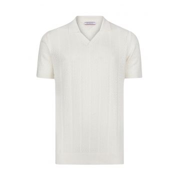 Tricou polo din bumbac cu aspect tricotat