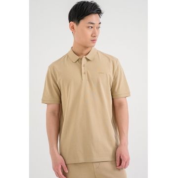 Tricou polo din bumbac pique Donos - Maro camel